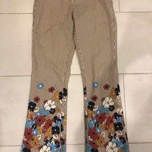 Floral, striped pants